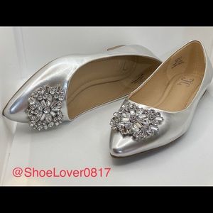 Sliver “JG” Rhinestone Ballet flats